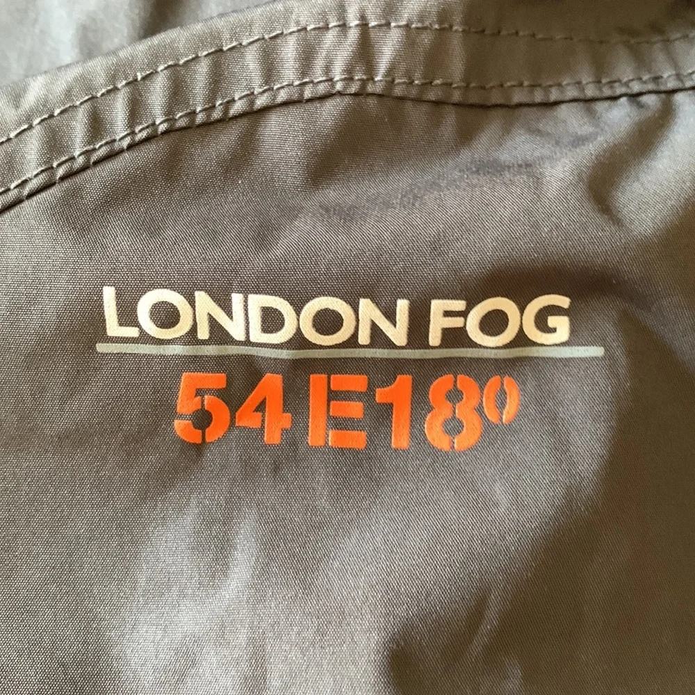 LONDON FOG Jacket Gray Orange Zip Front Zip Pockets Hood Boys Medium 10-12